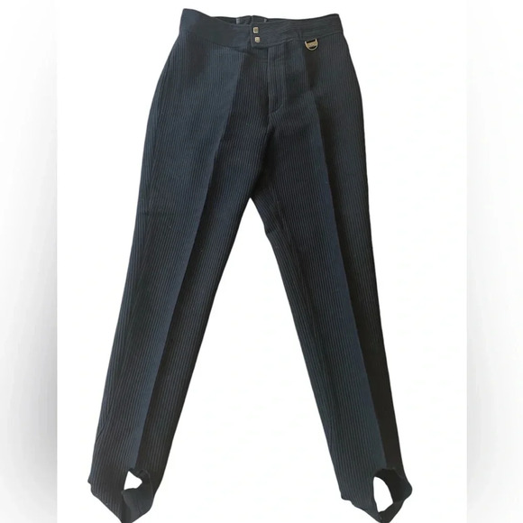 Nils Women’s Black Ribbed Wool Stirrup Ski Pants Size 8 - Picture 1 of 10